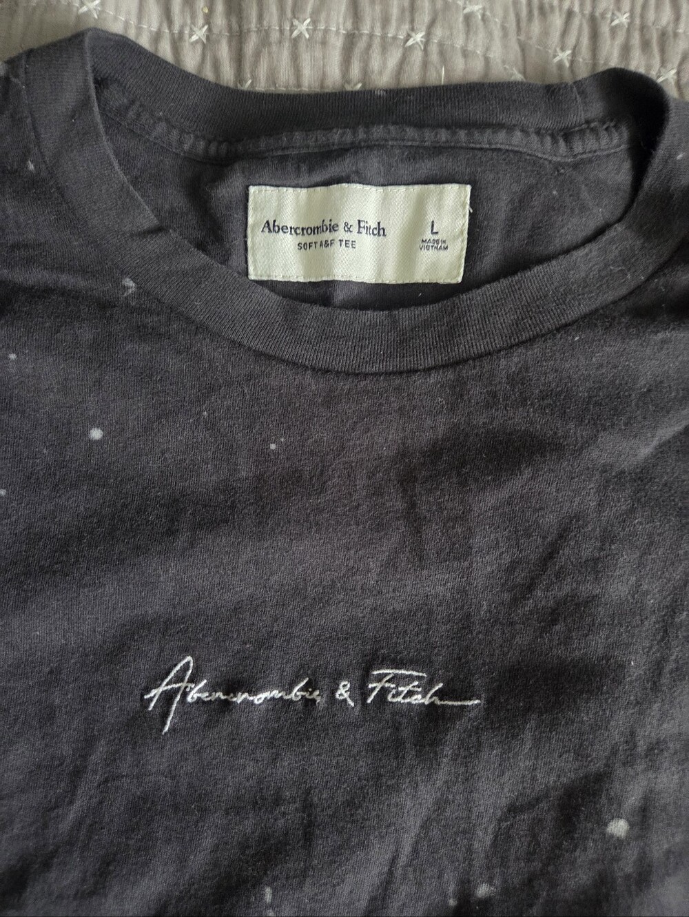 Abercrombie & Fitch Black Crewneck Tee with White Script Logo